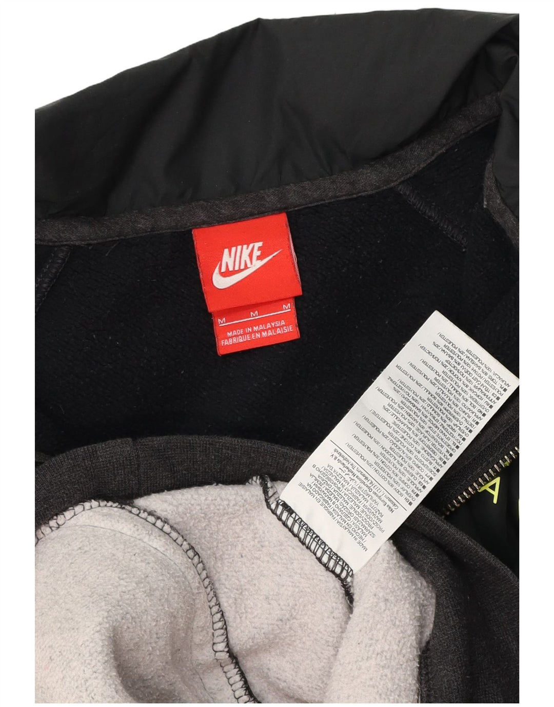 Nike Sweat à capuche zippé en coton color block gris moyen pour homme