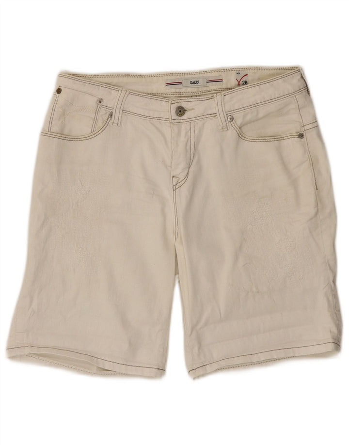 Gaudi Femme Short En Jean W28 Moyen Blanc Cassé Coton