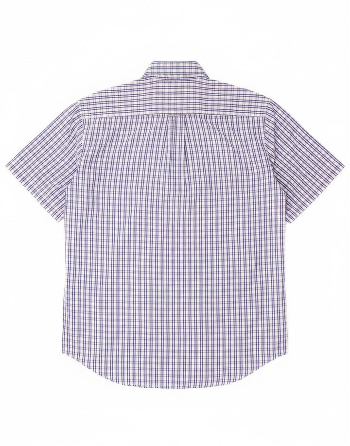 Dack's Chemise classique à manches courtes pour homme en coton à carreaux bleu moyen