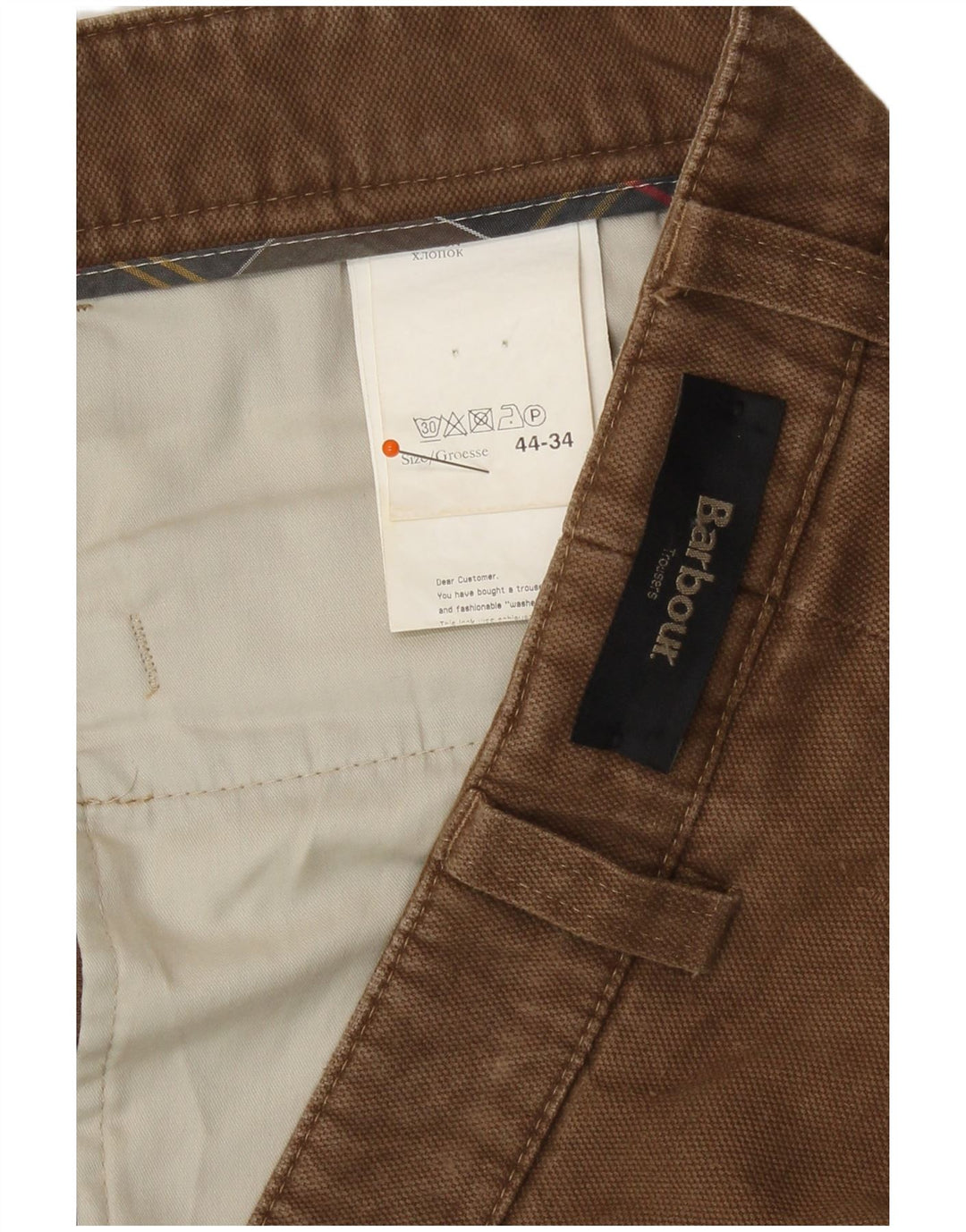 Barbour Pantalon de costume droit pour homme W44 L31 Beige