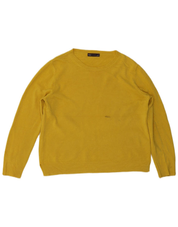 Marks & Spencer Pull ras du cou pour femme UK 16 Grand jaune acrylique