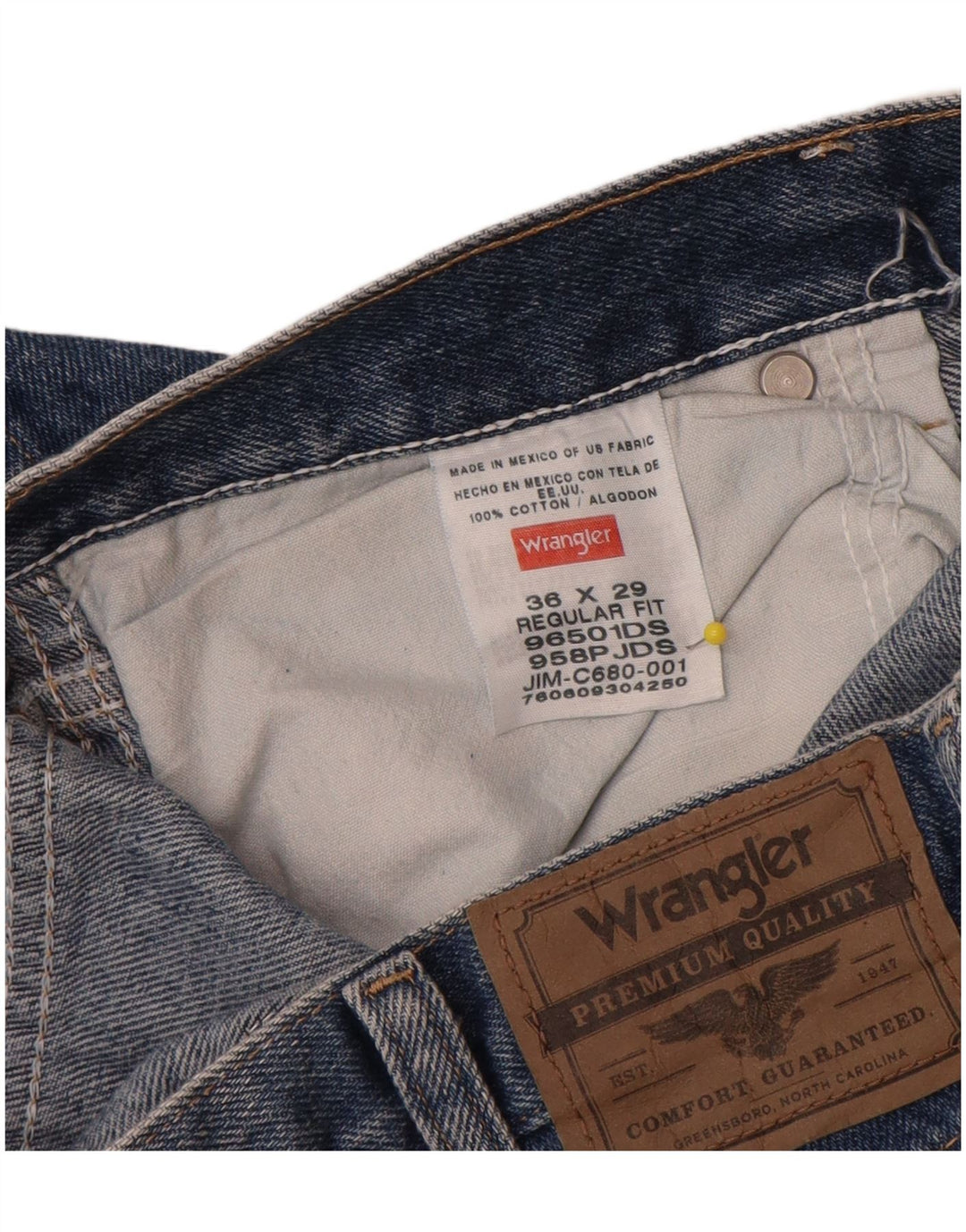 Wrangler Jean droit coupe classique pour homme W36 L29 Bleu