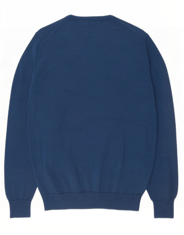 Marks & Spencer Pull Col Rond Homme Bleu Moyen Laine Mérinos