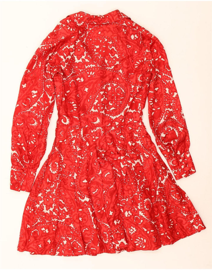 vintage Femme Robe A-Line UK 12 Moyen Rouge Paisley
