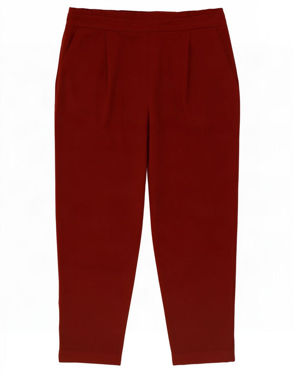 M&Co Pantalon décontracté taille haute fuselé pour femme UK 16 Large W34 L27 Bordeaux