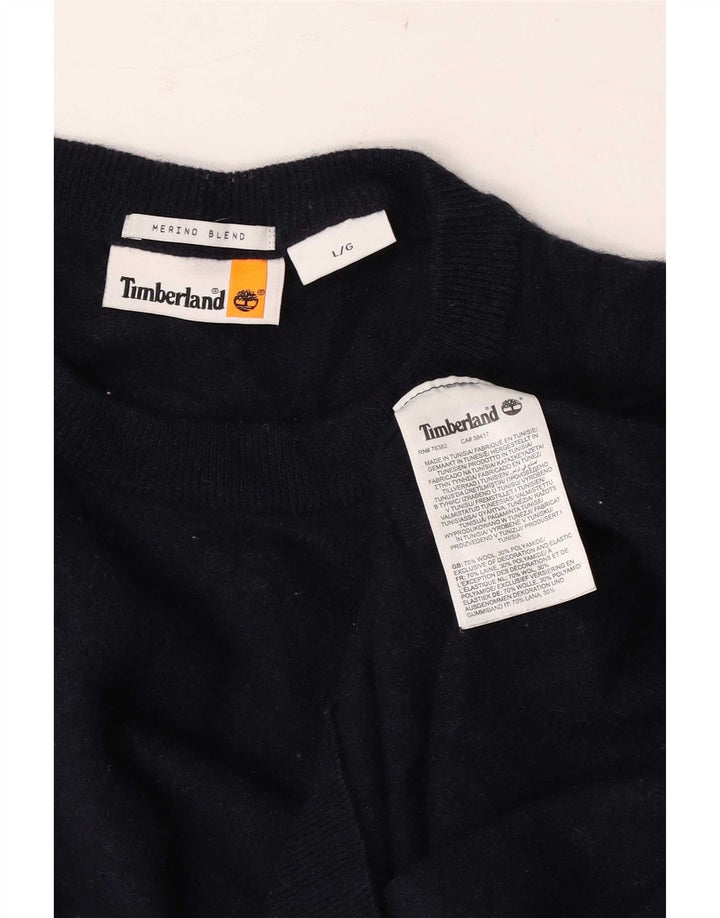 Timberland Pull à col rond pour homme en laine bleu marine