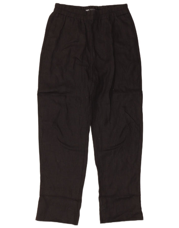 Zara Pantalon décontracté droit taille haute pour femme Large W30 L30 Noir