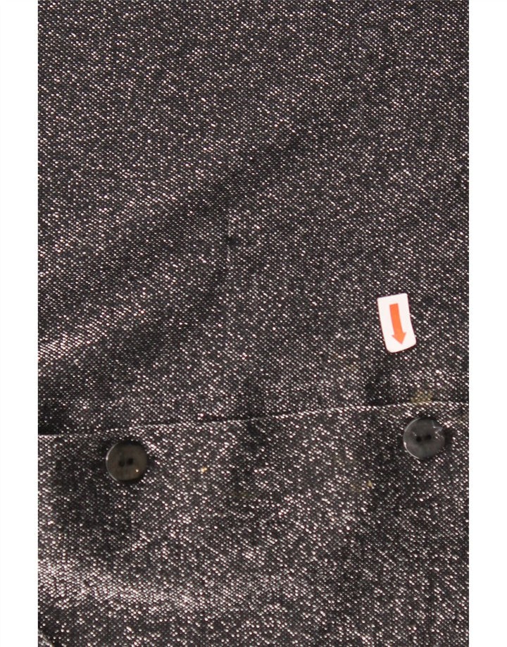 VINTAGE Chemisier surdimensionné femme UK 16 Grand polyester moucheté noir