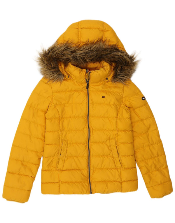 TOMMY HILFIGER Veste matelassée à capuche pour femme UK 10 Small Jaune Polyester