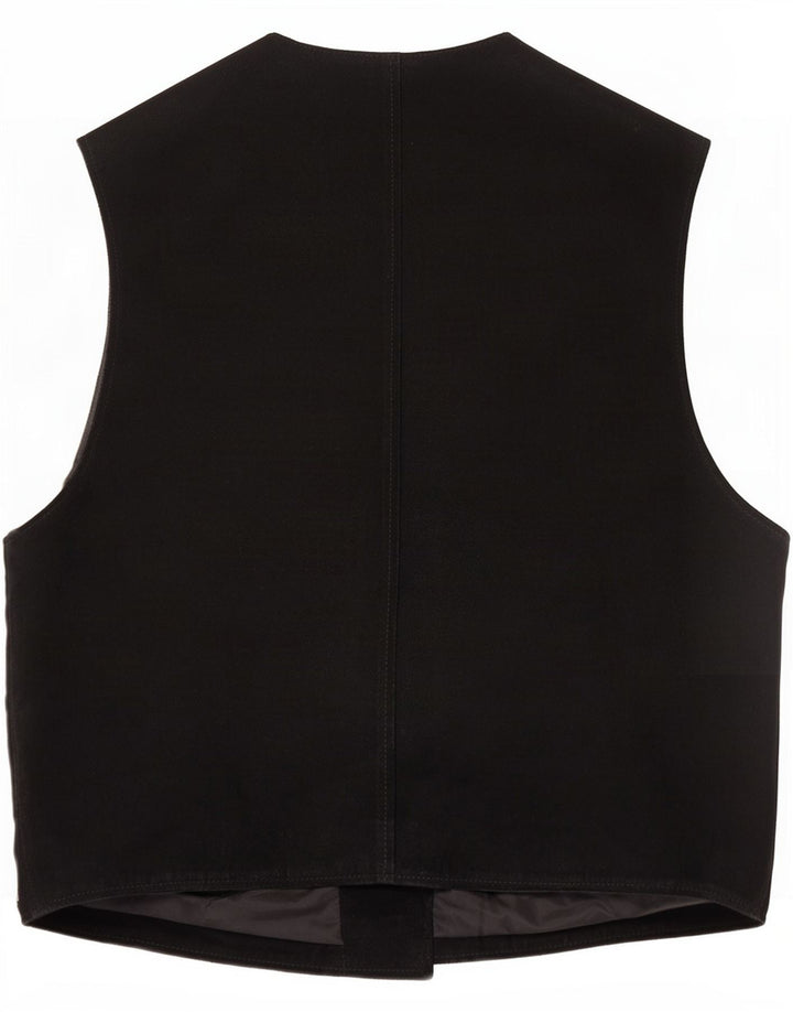 gilet en daim vintage pour hommes XL cuir noir