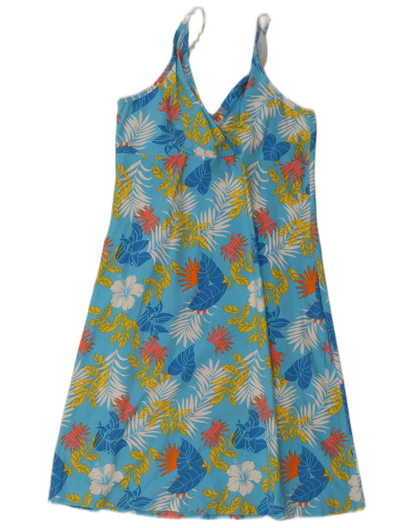 vintage Womens Slip Dress UK 20 2XL Bleu Floral Coton