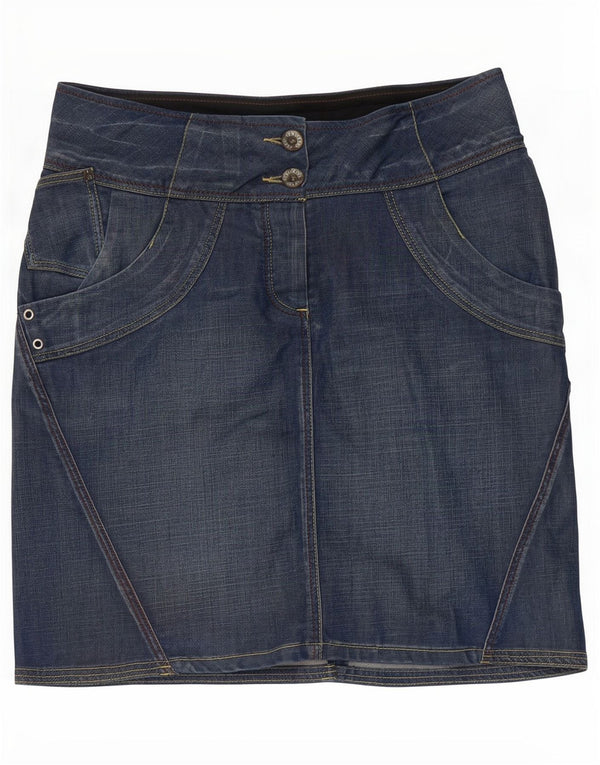 Fat Face Jupe en jean pour femme UK 10 Small W32 Bleu Coton