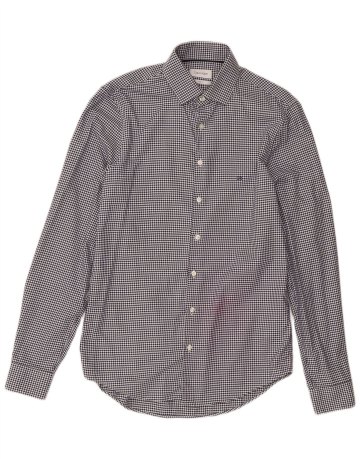 Calvin Klein Chemise Homme Taille 38 15 Medium Navy Blue Houndstooth Designer