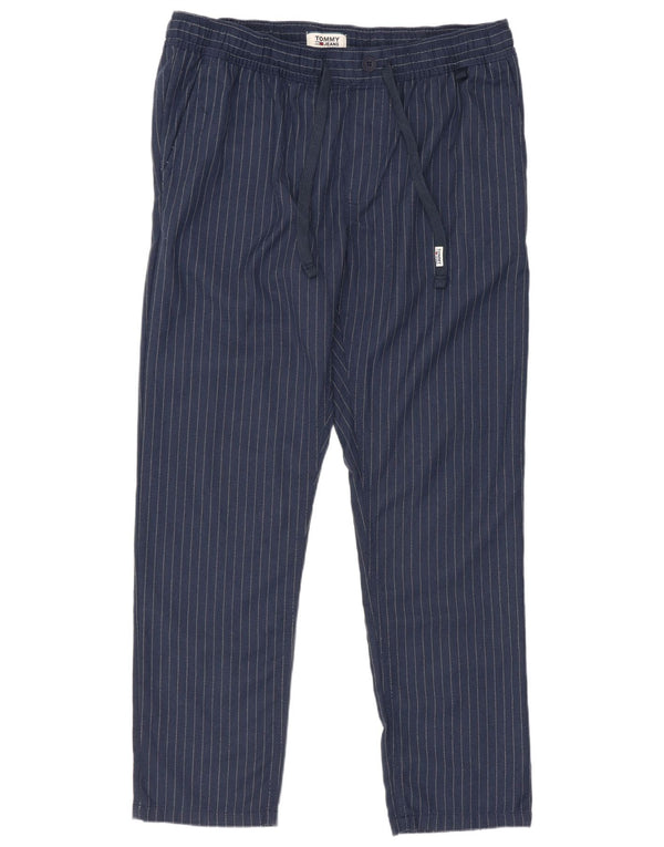 Tommy Hilfiger Pantalon chino pour homme Large W34 L28 Bleu marine à fines rayures