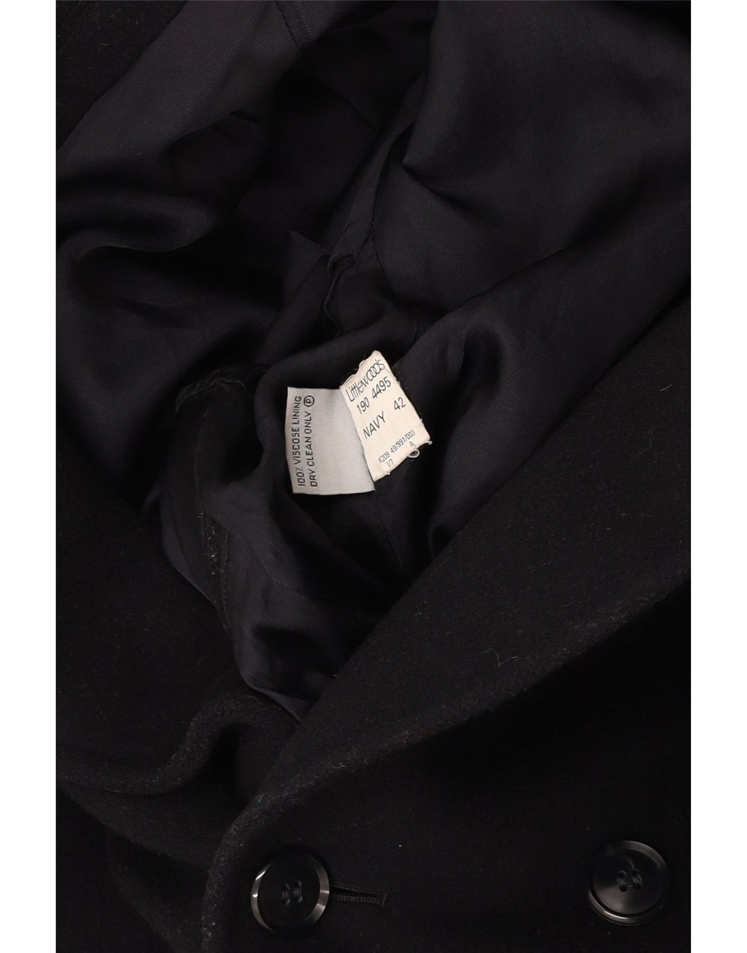 VINTAGE Manteau double boutonnage pour homme UK 42 XL Laine bleu marine