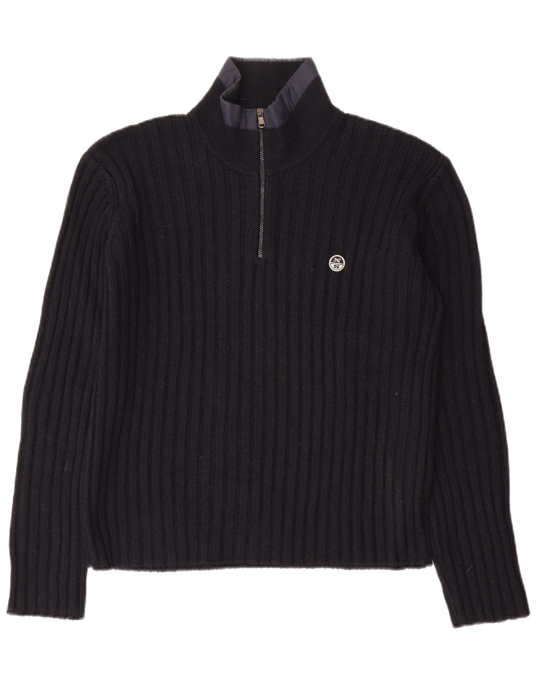 North Sails Pull à col zippé pour homme Petite laine bleu marine