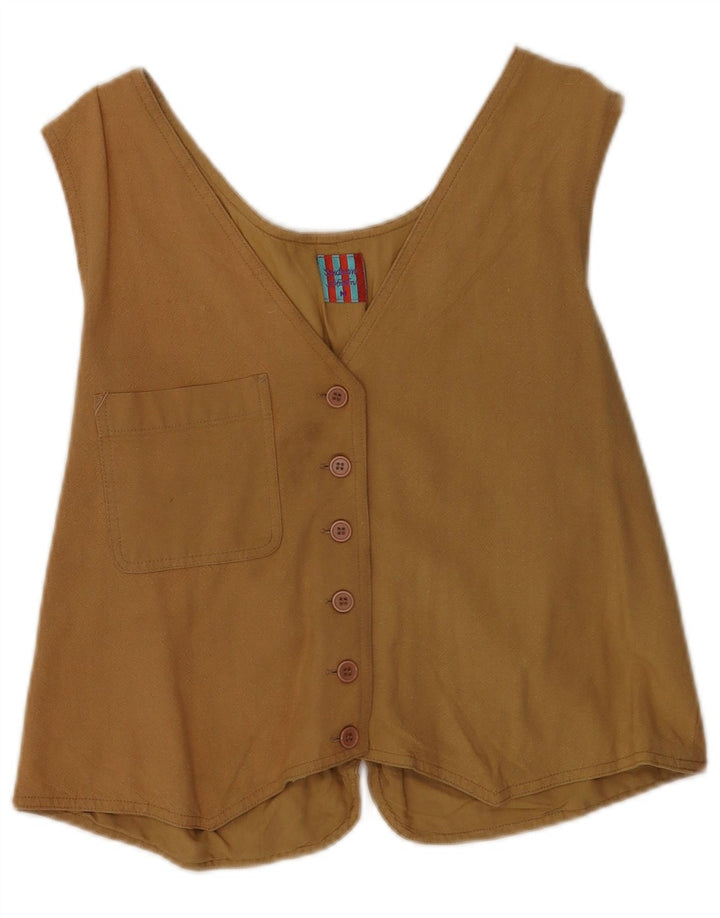 gilet femme vintage UK 14 Rayonne Brun Moyen
