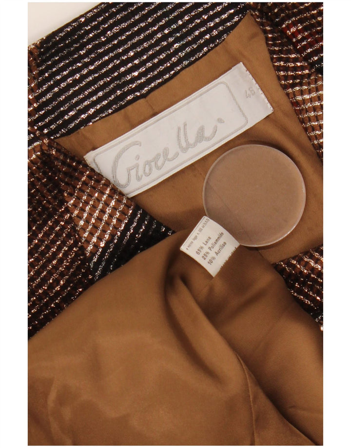 VINTAGE Veste Blazer 1 Bouton Femme IT 46 Grand Géométrique Multicolore