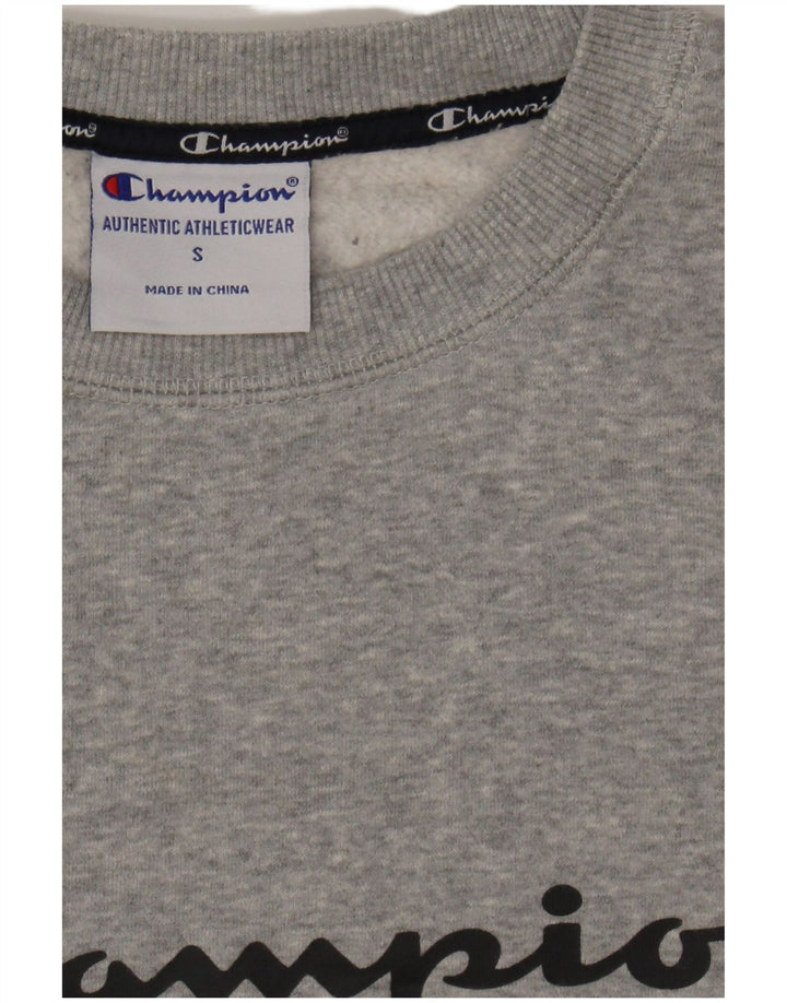CHAMPION Mens Graphic Sweatshirt Jumper Small Grey Cotton