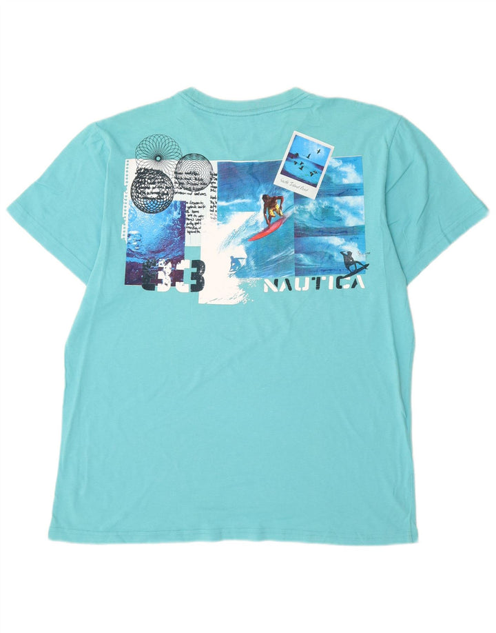 Nautica T-Shirt Graphique Homme Coton Turquoise Moyen