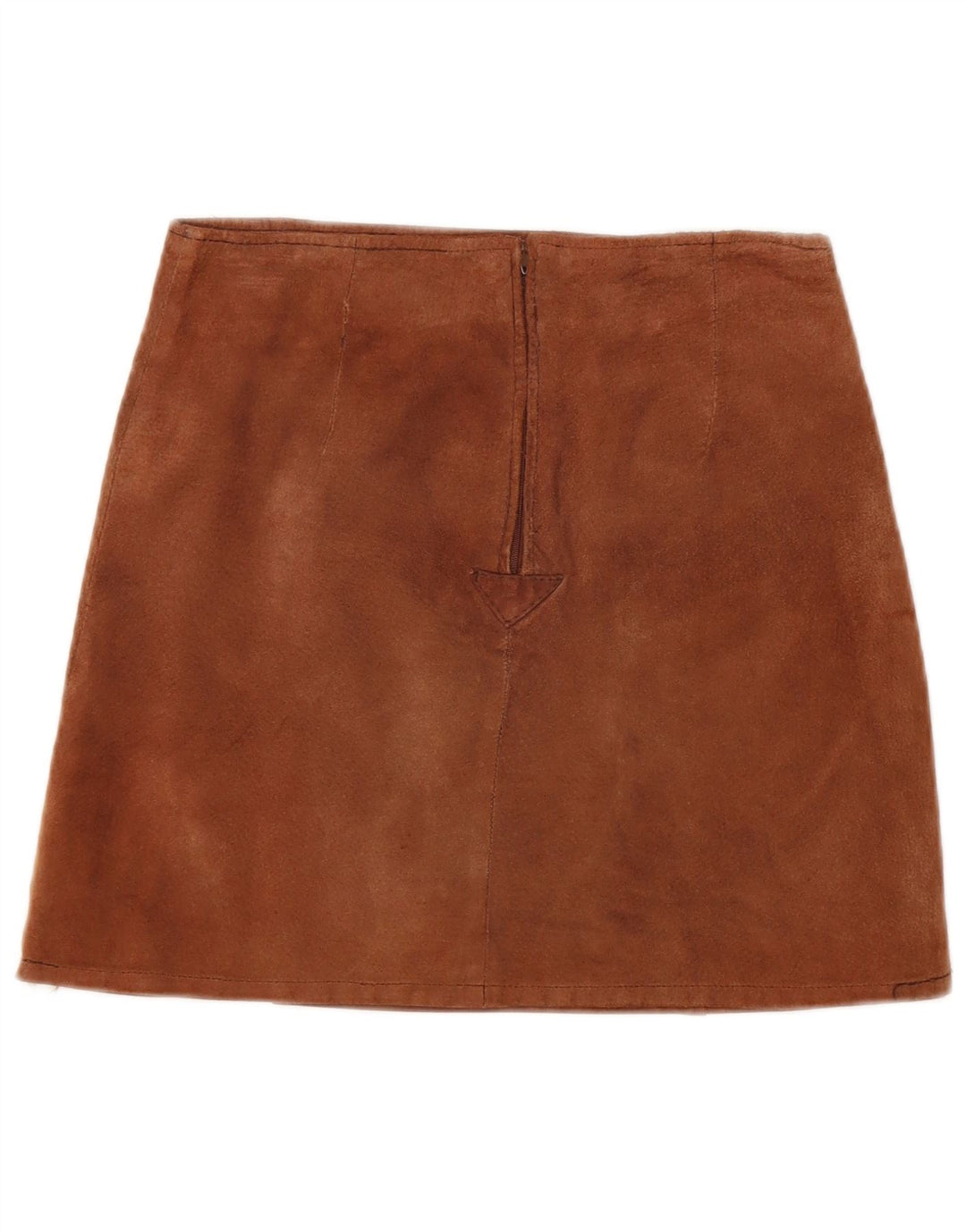 vintage Femme Daim Mini Jupe Moyen W26 Cuir Marron