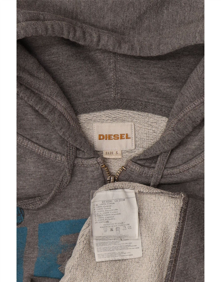 DIESEL Pull à capuche zippé graphique pour homme Petit coton gris