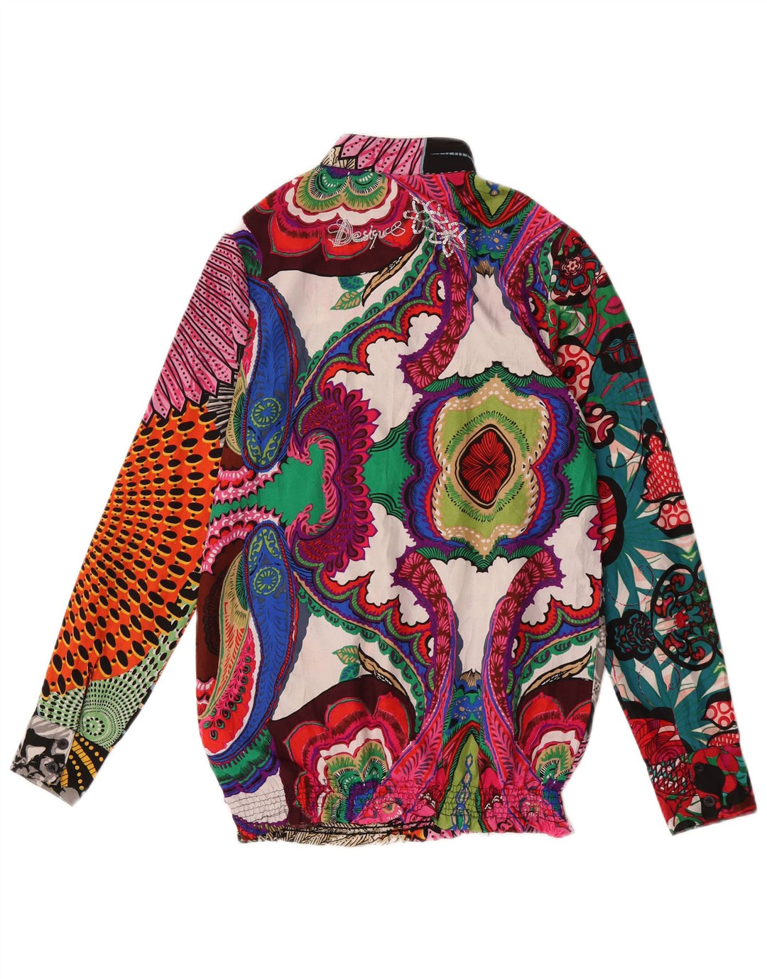 Desigual Femme Pull Chemise Chemisier UK 10 Petit Patchwork Multicolore