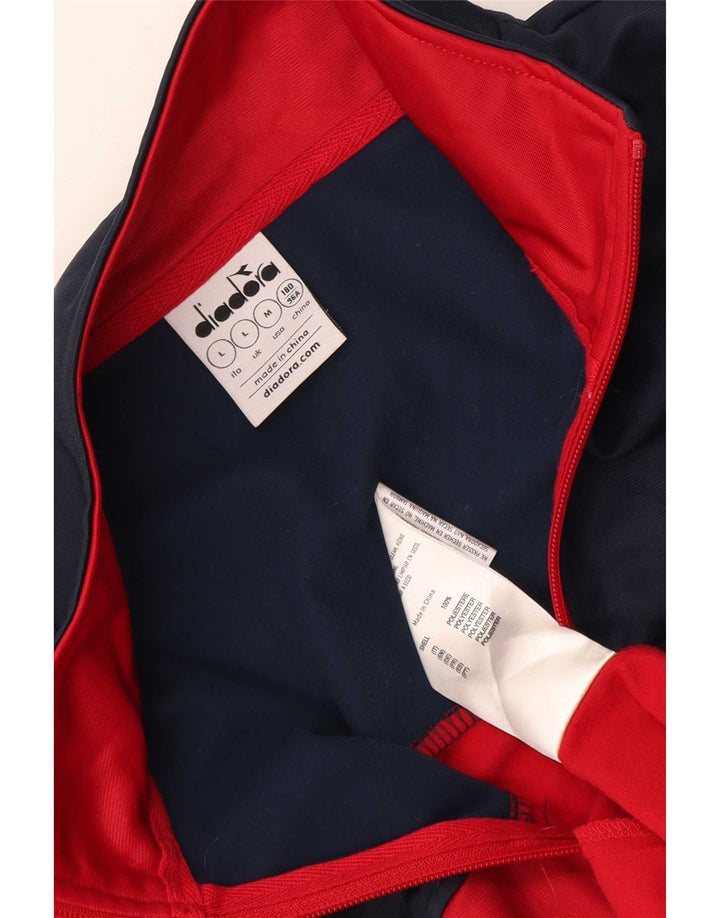 Diadora Veste de survêtement pour homme Large Rouge Colorblock Polyester