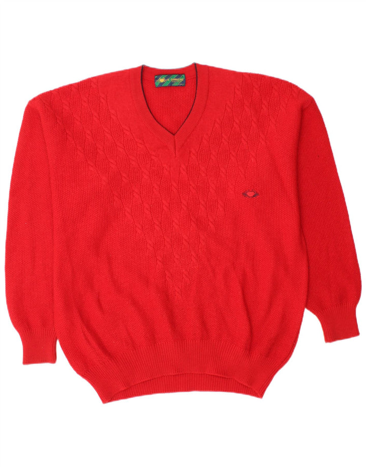 IL GRANCHIO Pull Col V Homme Grand Rouge