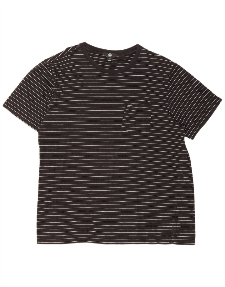 VOLCOM T-Shirt Homme Top 2XL Noir Rayé Coton