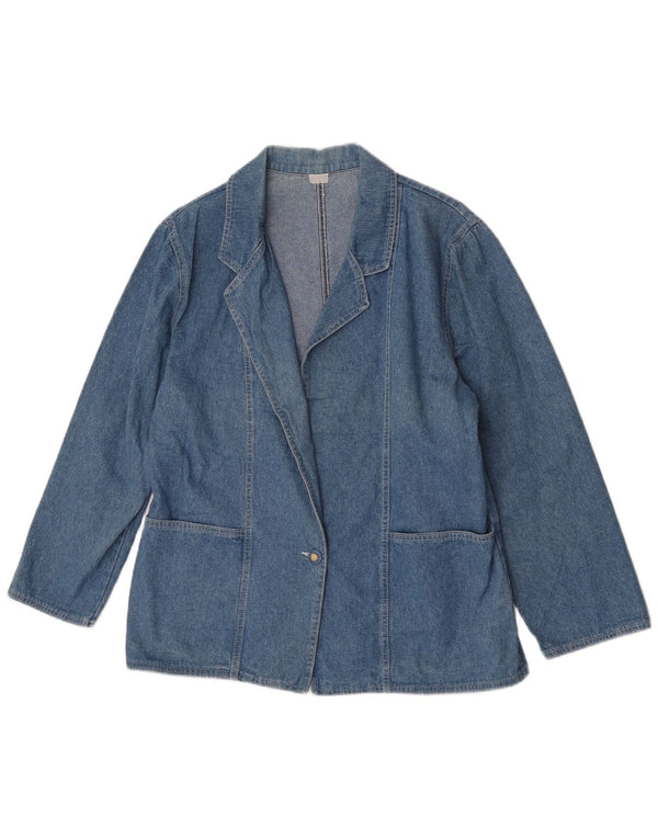 vintage Femmes 1 Bouton Denim Blazer Veste UK 16 Grand Bleu