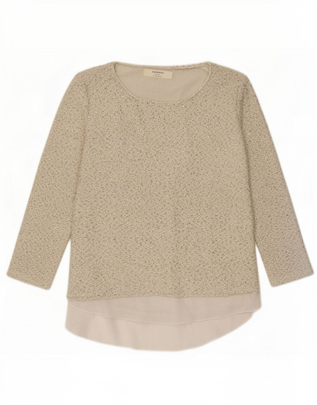 Zara Tunique à manches 3/4 pour femme UK 16 Large Beige Polyester