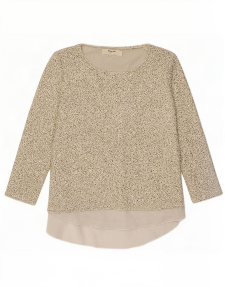 Zara Tunique à manches 3/4 pour femme UK 16 Large Beige Polyester