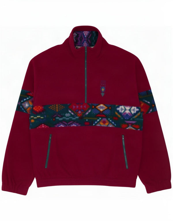 Lotto Pull polaire à col zippé pour homme UK 40 Large Bordeaux Polyester