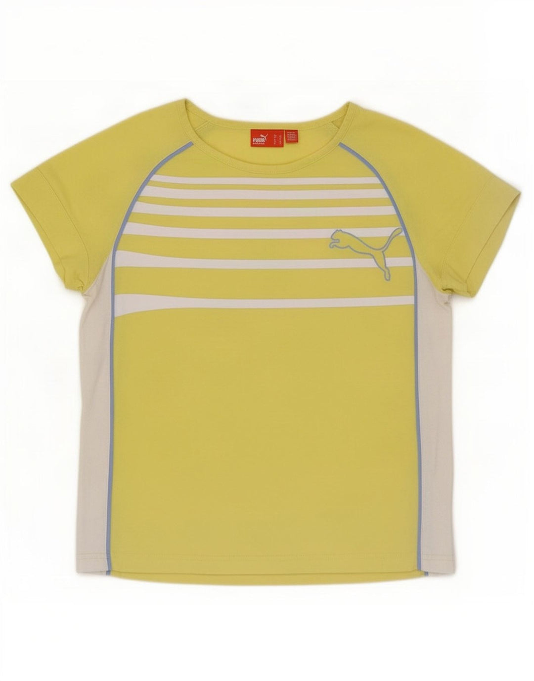 Puma T-shirt pour femme UK 12 Jaune moyen rayé