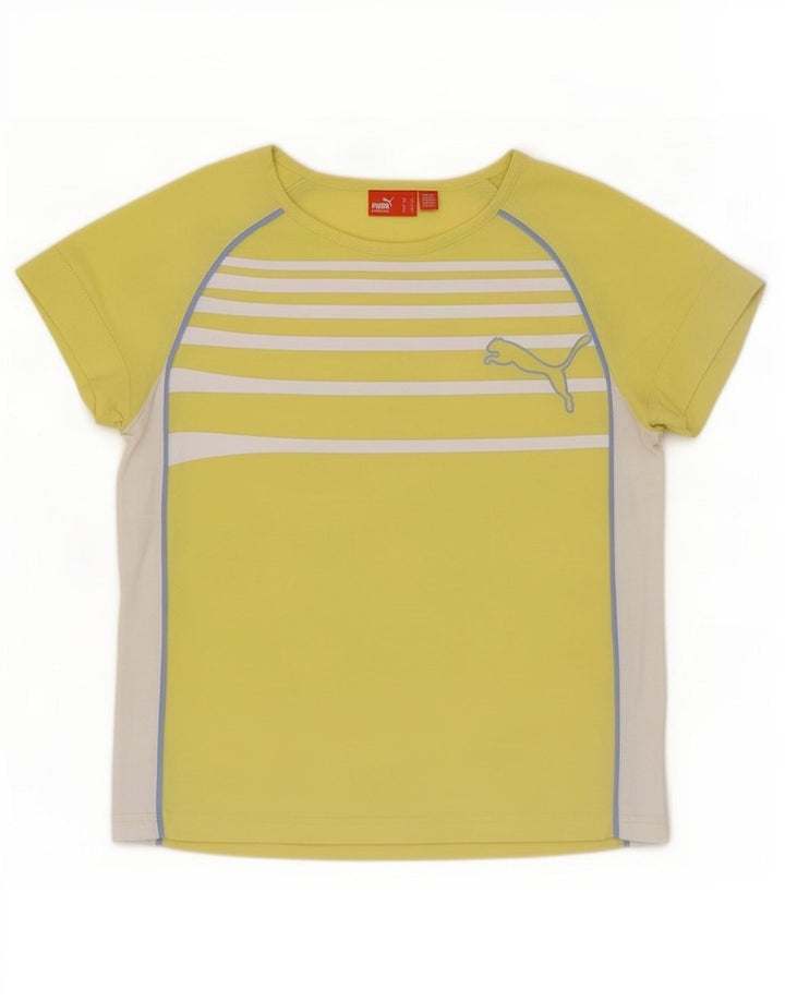 Puma T-shirt pour femme UK 12 Jaune moyen rayé