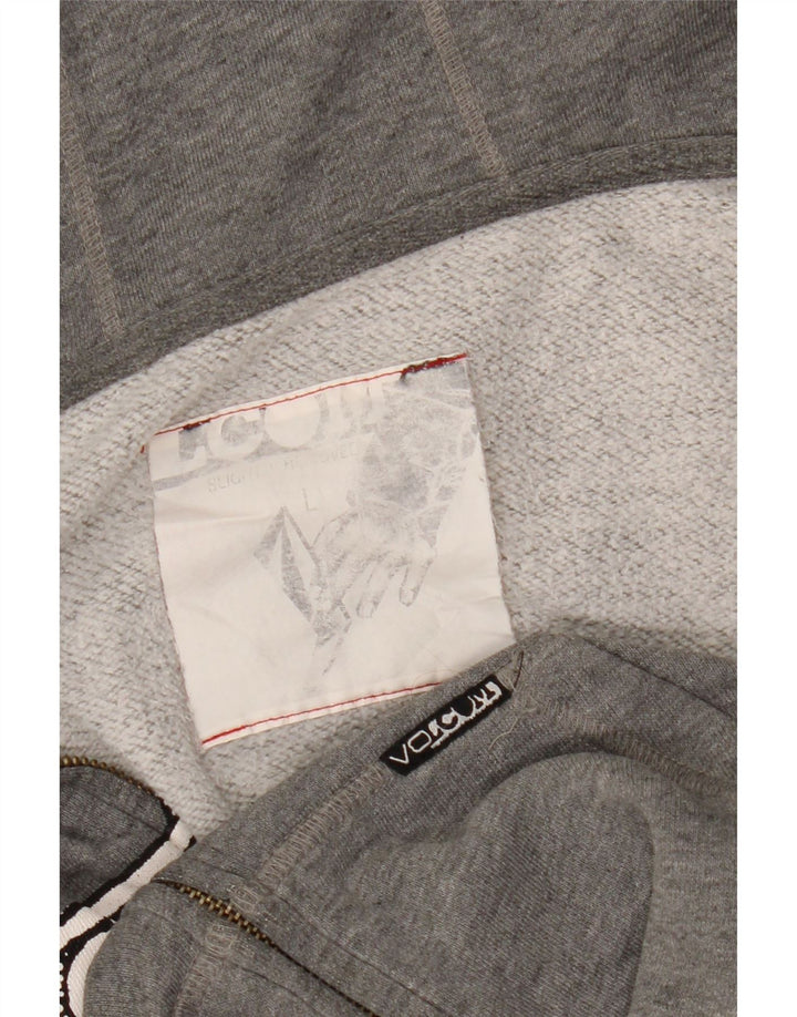 VOLCOM Pull à capuche zippé graphique pour femme UK 16 Large Gris