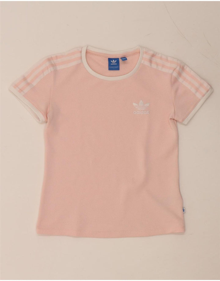 ADIDAS T-Shirt Femme UK 8 Petit Rose Polyester