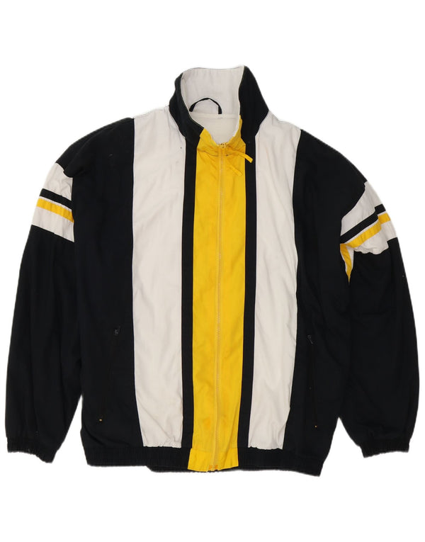 vintage Mens Survêtement Top Veste XL Noir Colourblock