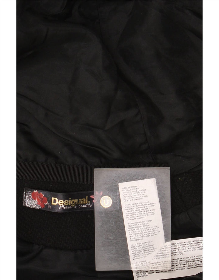 DESIGUAL Manteau Cape à Capuche Femme Taille Unique Laine Florale Noire