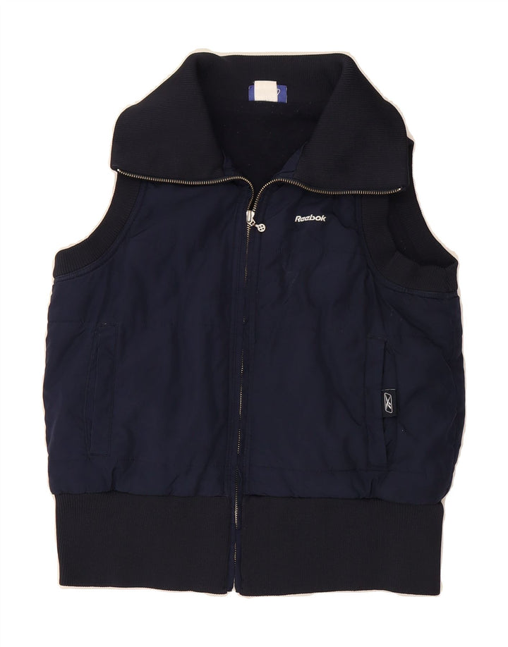 REEBOK Womens Padded Gilet UK 12 Medium  Navy Blue Polyester Vintage Reebok and Second-Hand Reebok from Messina Hembry 