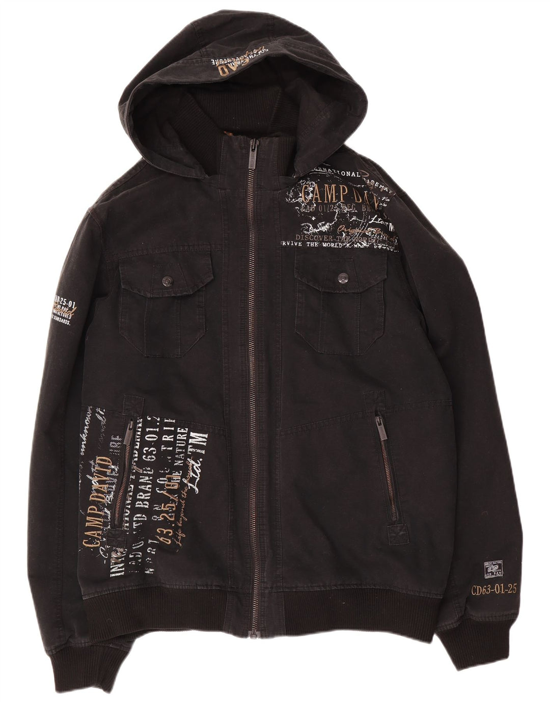 Veste Bomber Homme Camp David UK 42 XL Noir Coton