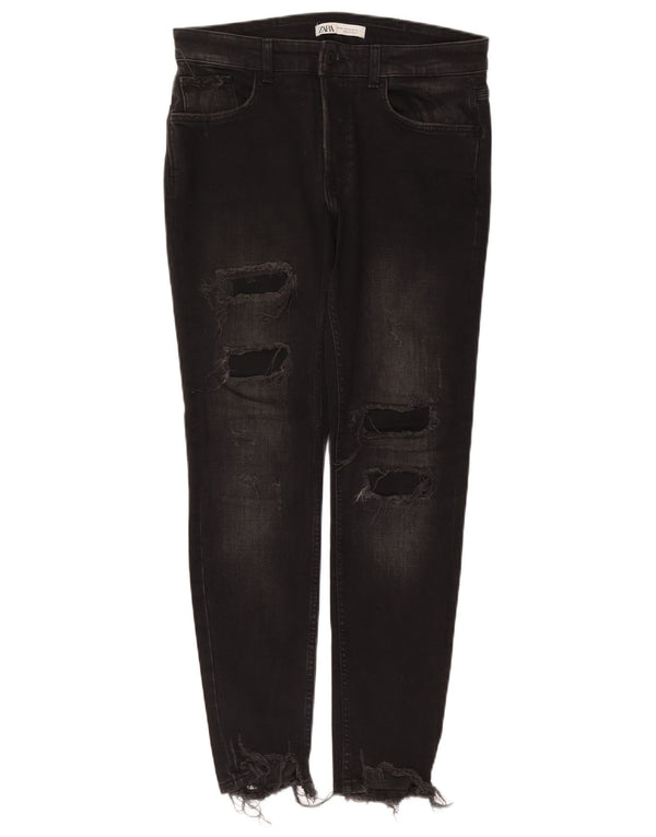 Zara Mens Distressed Skinny Jeans EU 42 Large W32 L29 Grey Cotton