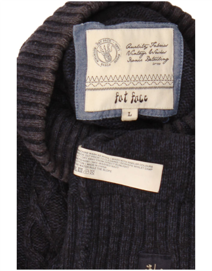 Fat Face Pull col boutonné pour homme en laine bleu marine Taille L