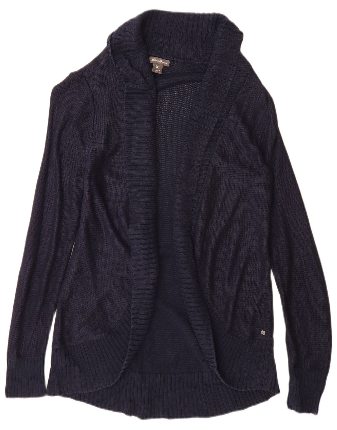Eddie Bauer Pull cardigan ouvert pour femme UK 12 Rayonne bleu marine moyen