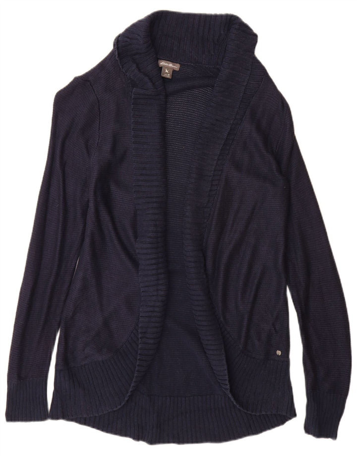 Eddie Bauer Pull cardigan ouvert pour femme UK 12 Rayonne bleu marine moyen