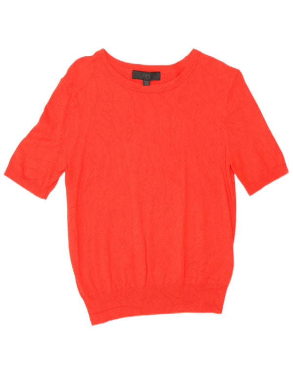 Zara Femme Chemisier Top UK 14 Large Rouge Viscose