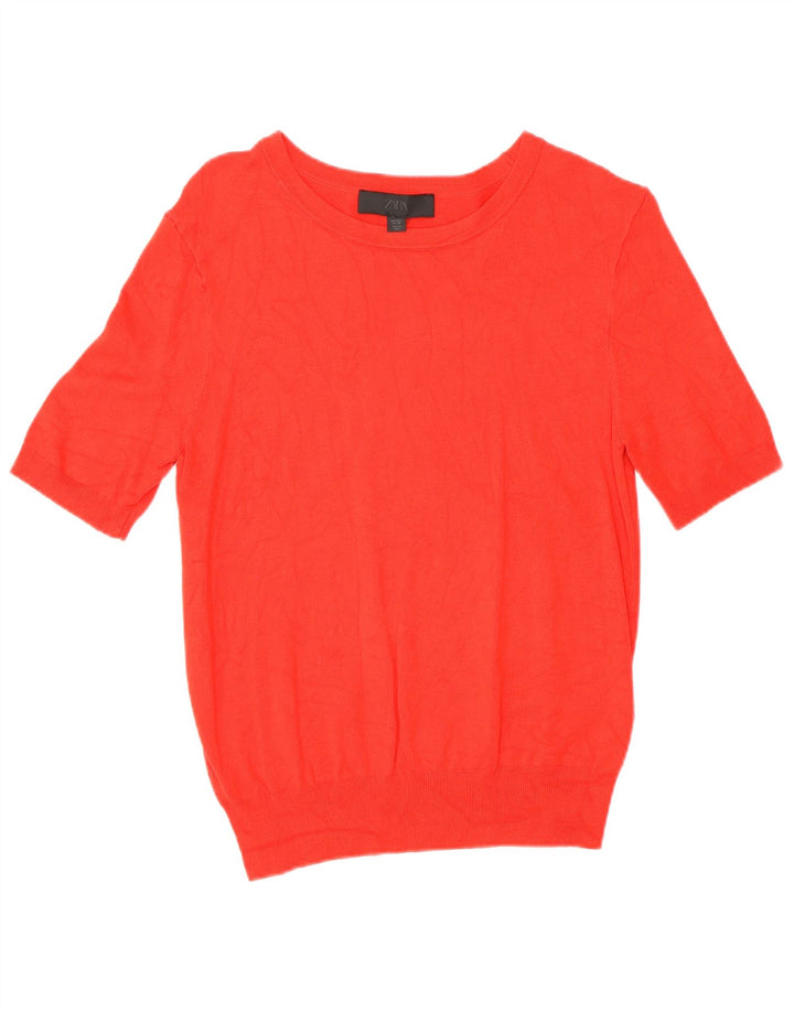 Zara Femme Chemisier Top UK 14 Large Rouge Viscose