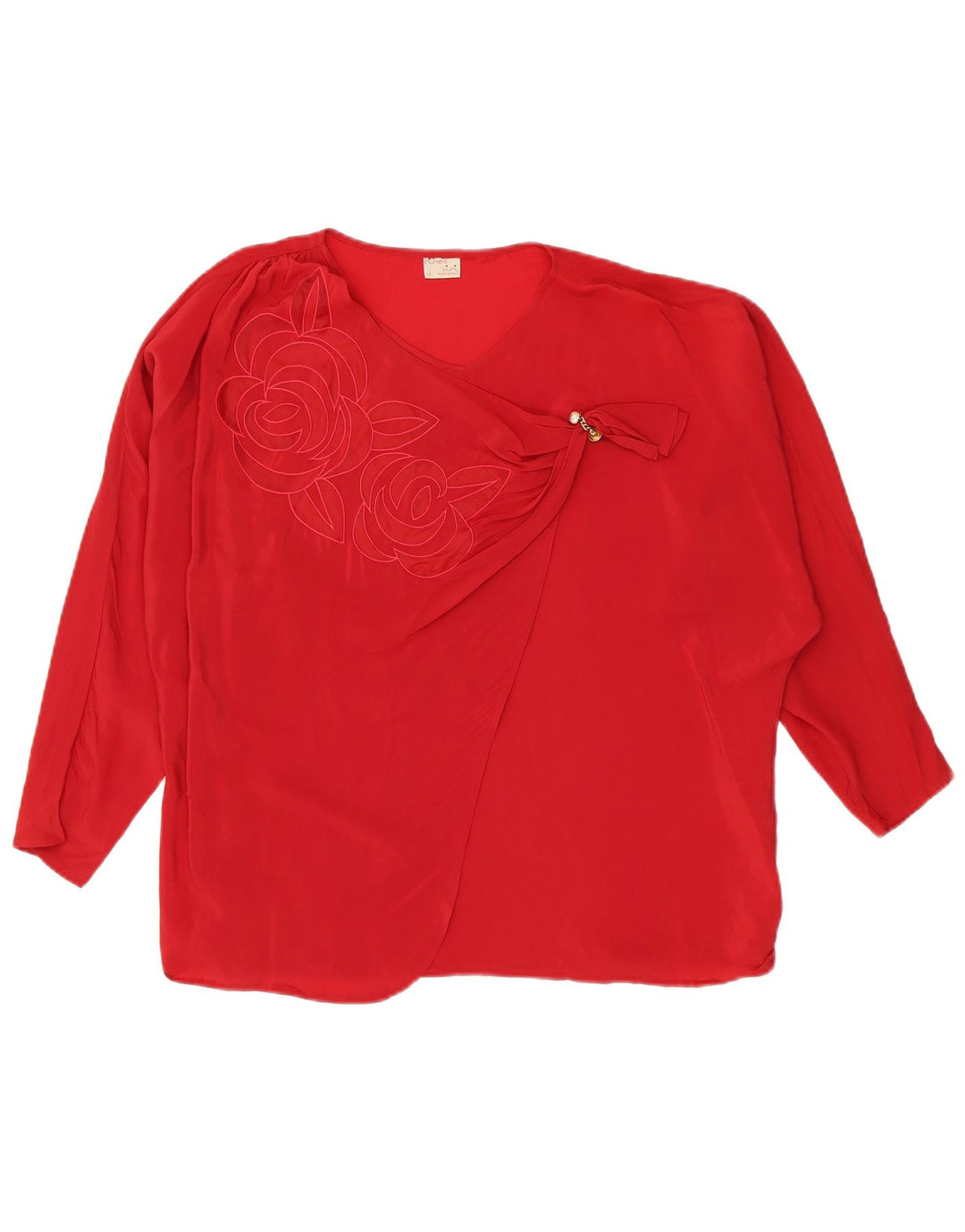 vintage Femme Loose Fit Blouse Top IT 42 Acétate Rouge Moyen