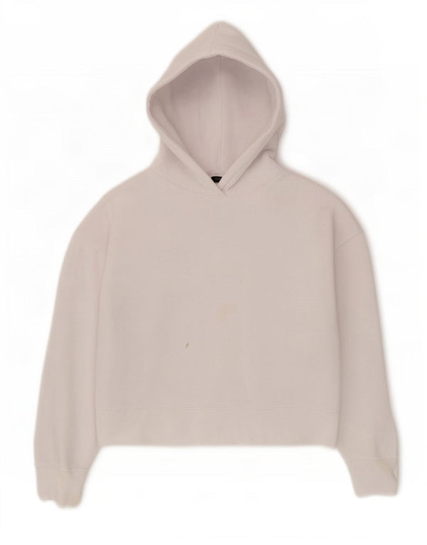 Zara Pull à capuche surdimensionné pour femme UK 10 Petit coton blanc